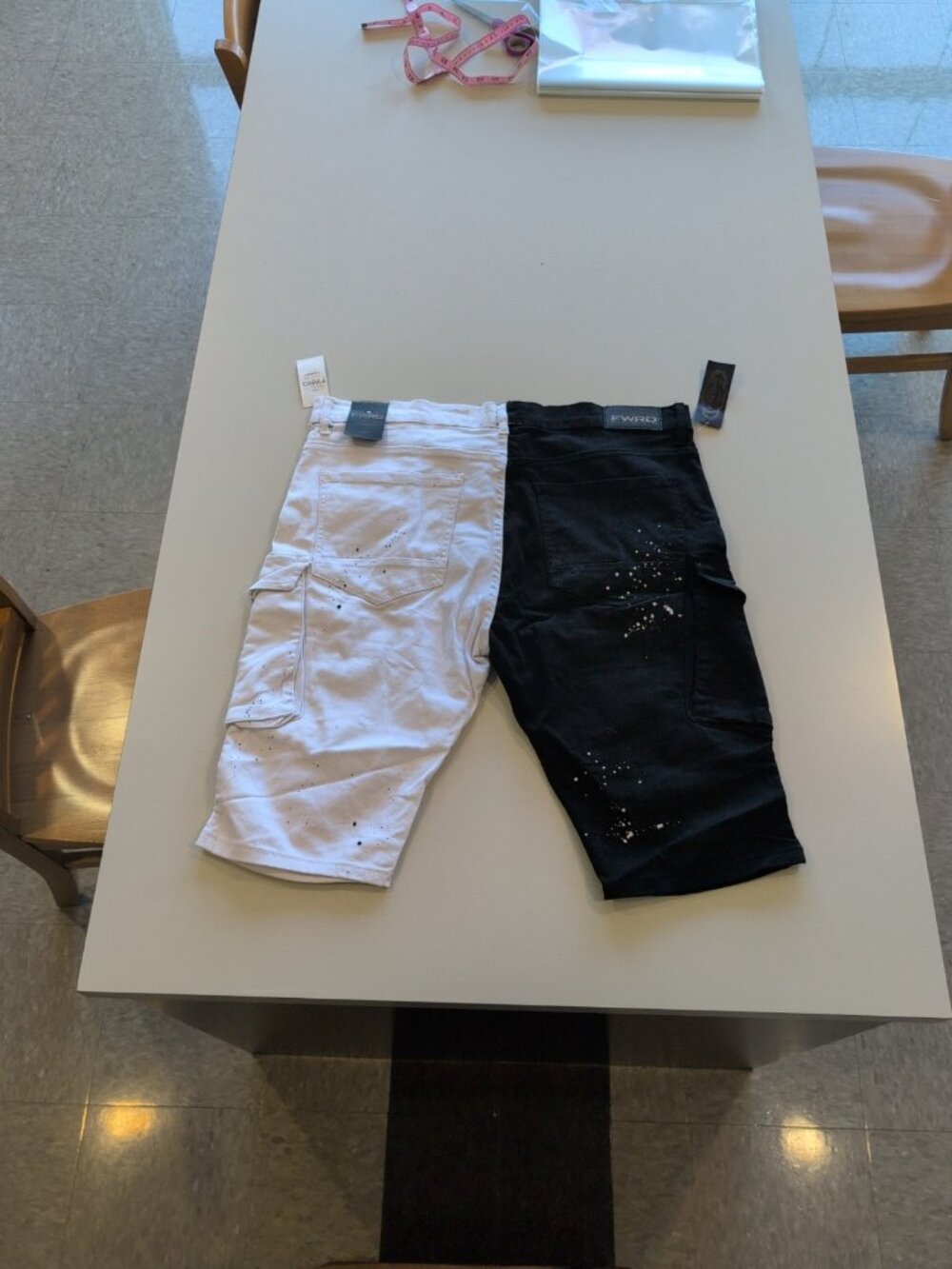 FWRD Denim Shorts Men's Sz 40 Black White Ripped Distressed Grunge Cargo NWT - Picture 15 of 16